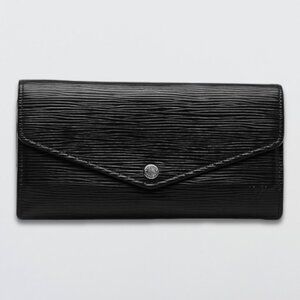 Louis Vuitton Sarah Long Wallet Epi Leather Silver-Tone Press Rear Pocket Black